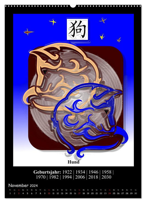Chinesisches Horoskop (CALVENDO Premium Wandkalender 2024)
