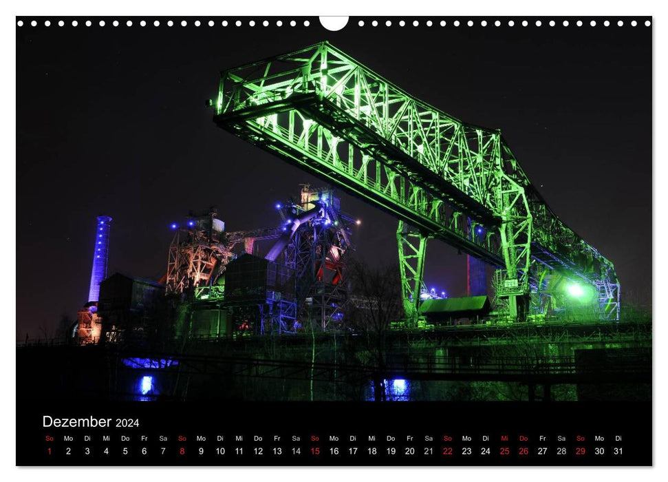 Impressions de la région de la Ruhr la nuit (calendrier mural CALVENDO 2024) 