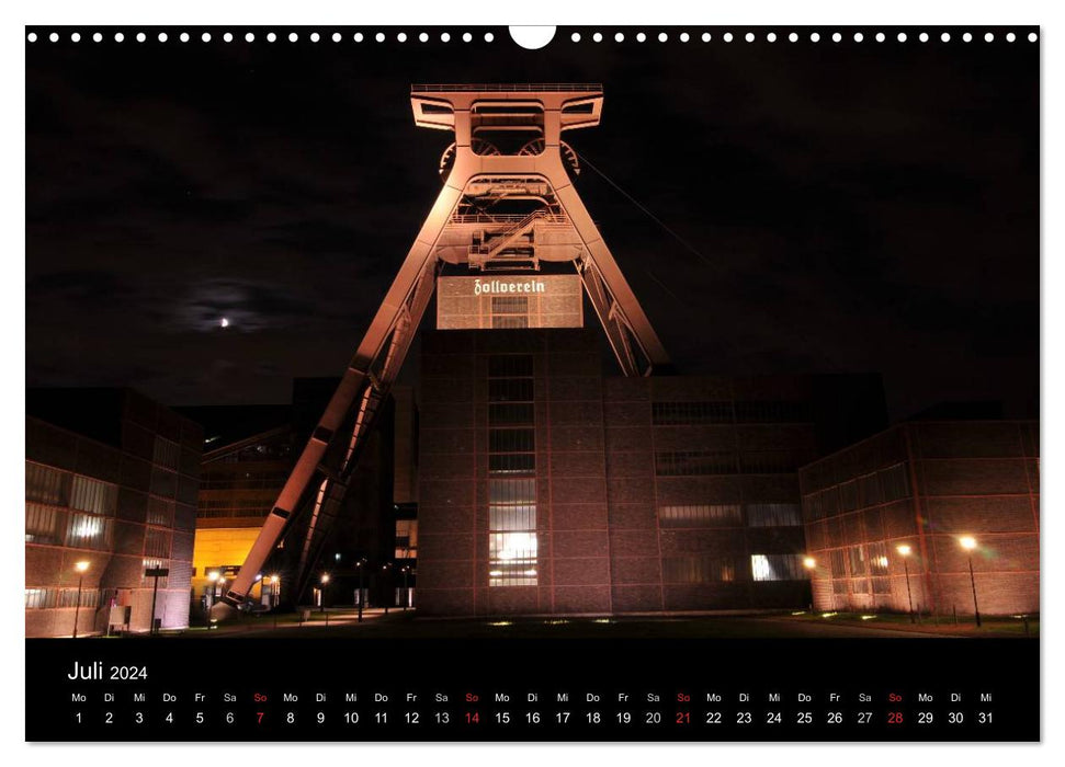 Impressions de la région de la Ruhr la nuit (calendrier mural CALVENDO 2024) 