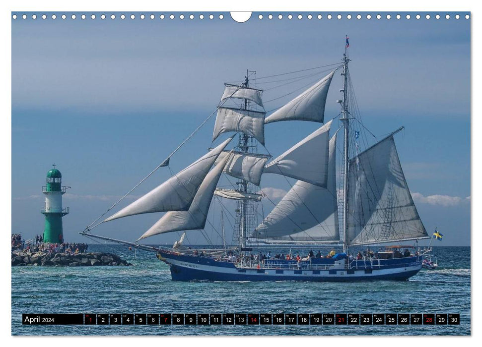 Segelschiffe vor Warnemünde (CALVENDO Wandkalender 2024)