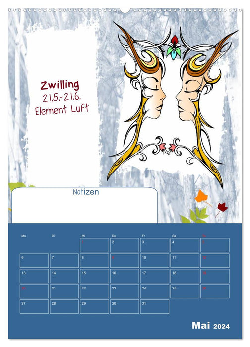 Signes du zodiaque • Calendrier / Planificateur d'anniversaire (Calendrier mural CALVENDO Premium 2024) 