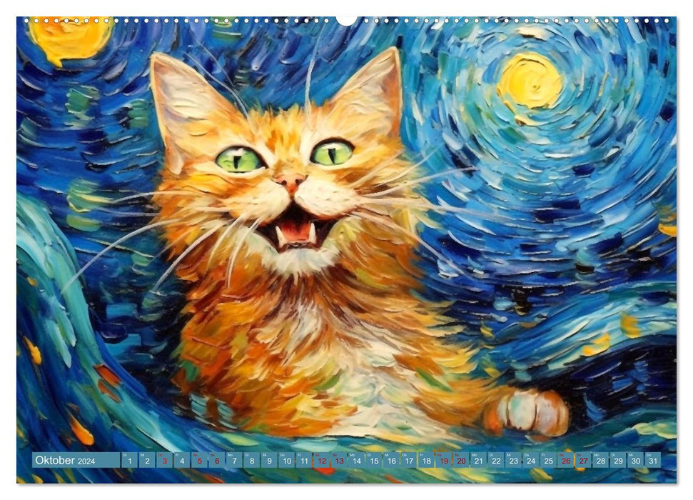 Funny cats in the style of the masters (CALVENDO wall calendar 2024) 