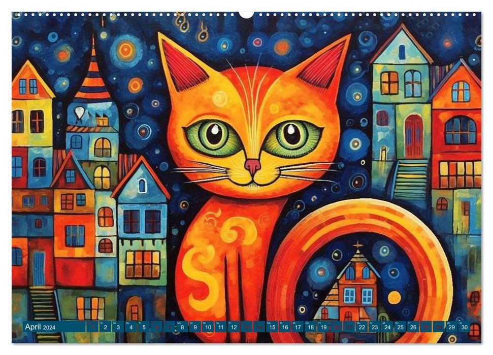 Lustige Katzen im Stil der Meister (CALVENDO Wandkalender 2024)