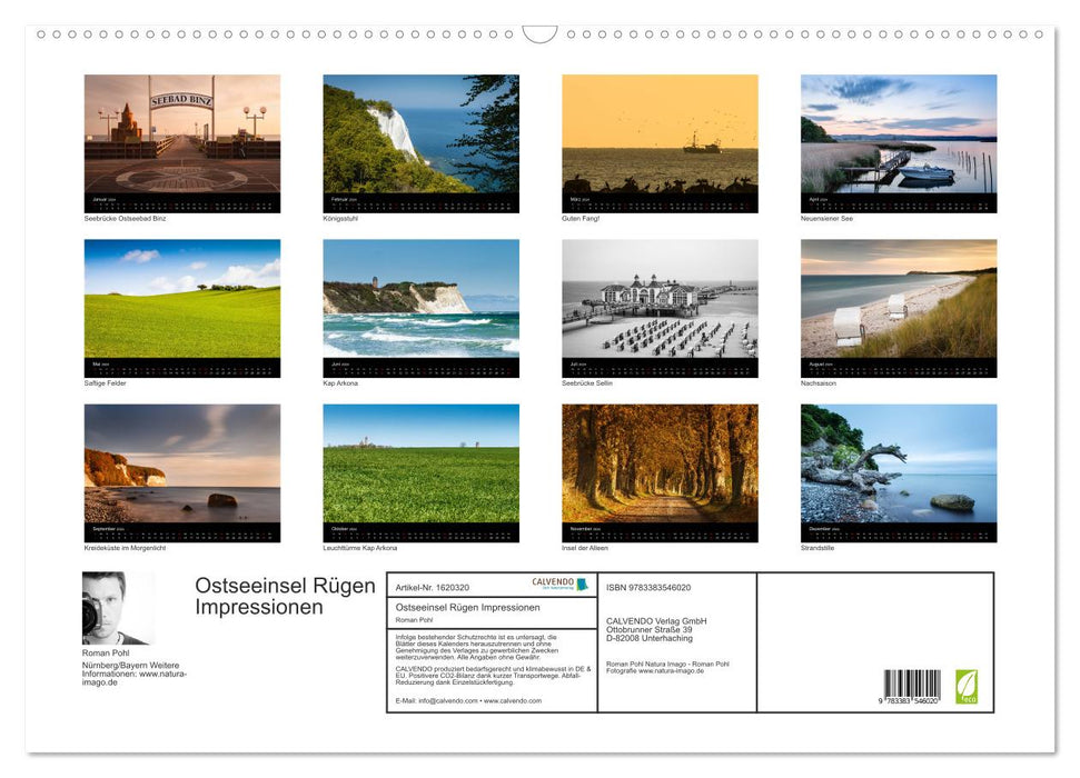 Impressions de l'île de Rügen dans la mer Baltique (calendrier mural CALVENDO 2024) 