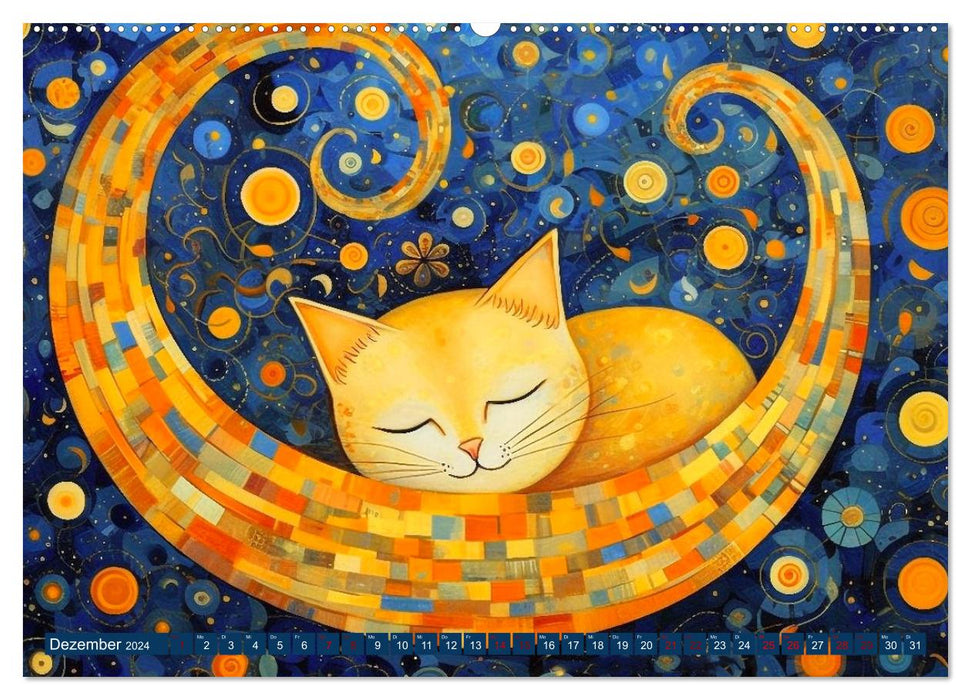 Lustige Katzen im Stil der Meister (CALVENDO Premium Wandkalender 2024)