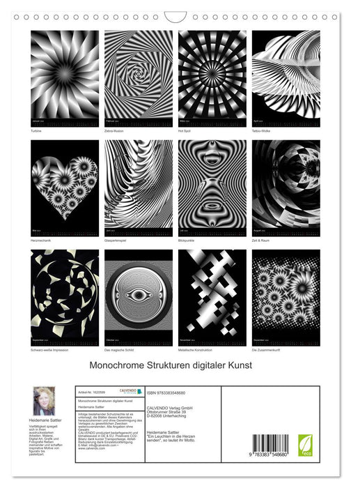 Monochrome Strukturen digitaler Kunst (CALVENDO Wandkalender 2024)