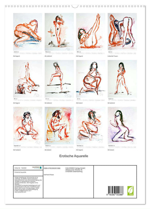 Erotische Aquarelle (CALVENDO Premium Wandkalender 2024)