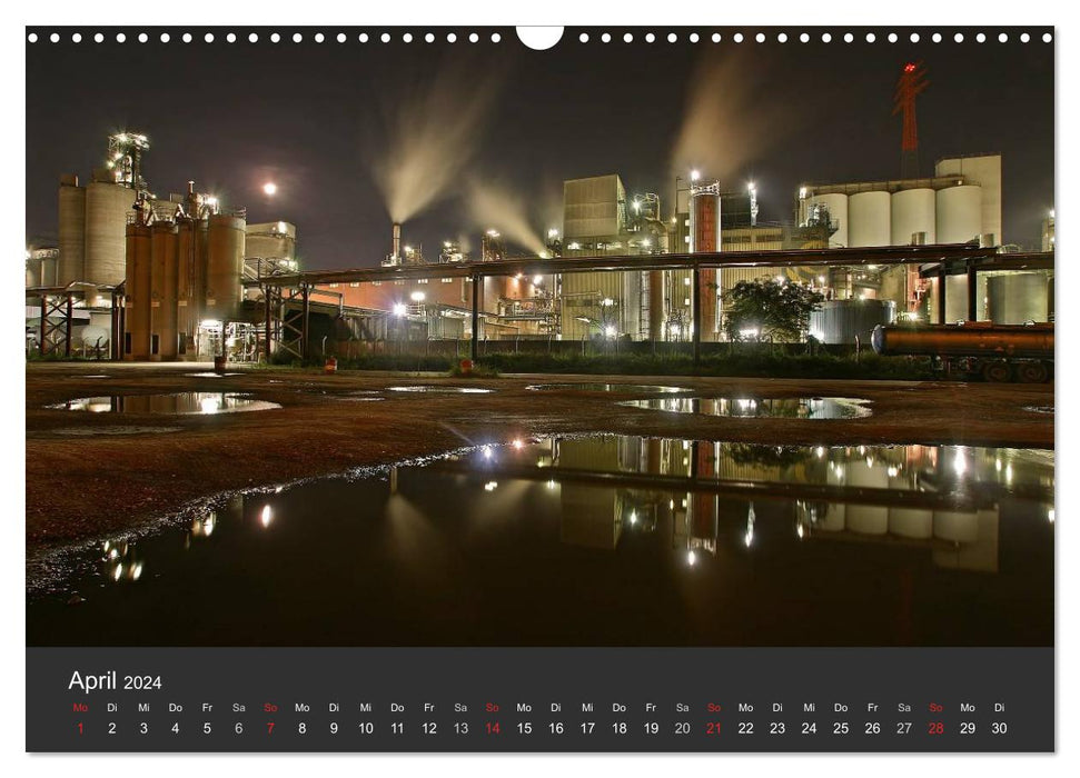 Hamburger Hafen bei Nacht (CALVENDO Wandkalender 2024)
