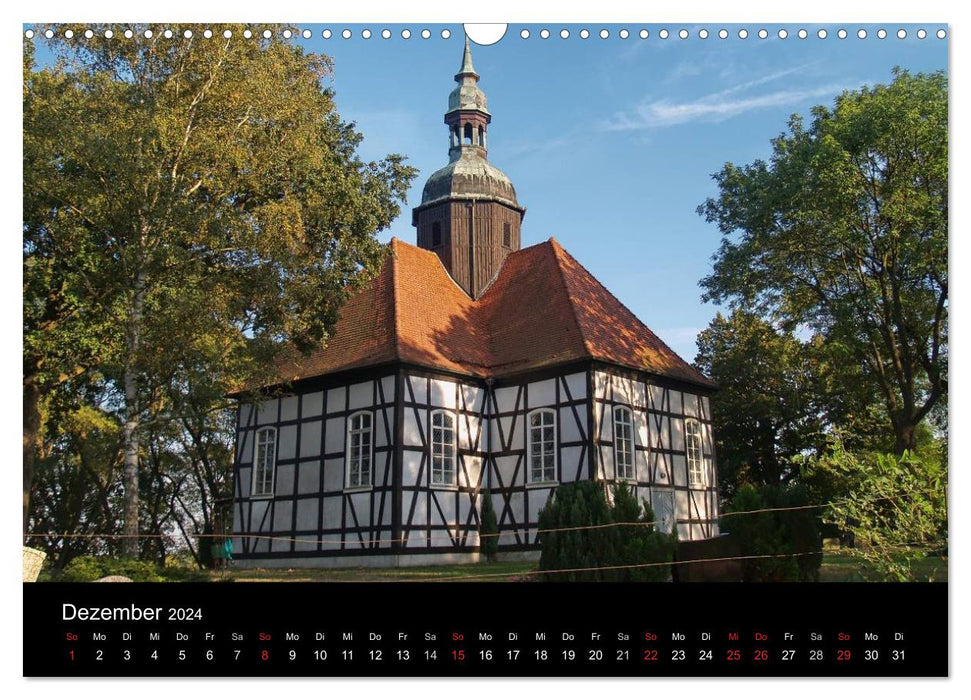 Églises de village du Brandebourg (calendrier mural CALVENDO 2024) 