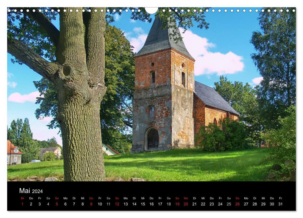 Églises de village du Brandebourg (calendrier mural CALVENDO 2024) 