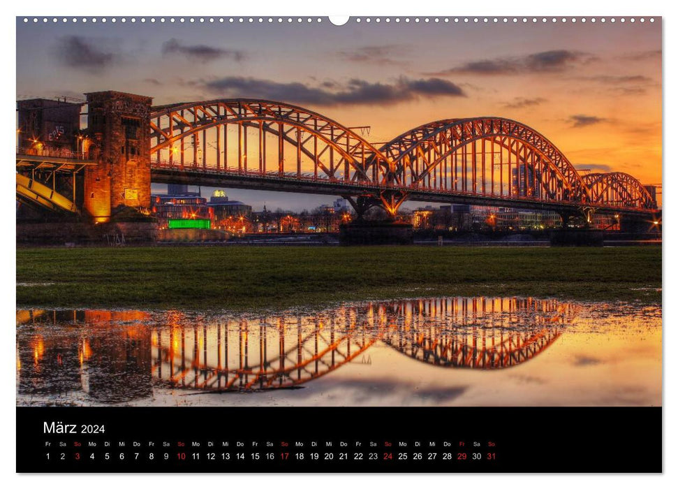 Cologne dark colorful - the city in a different light! (CALVENDO Premium Wall Calendar 2024) 