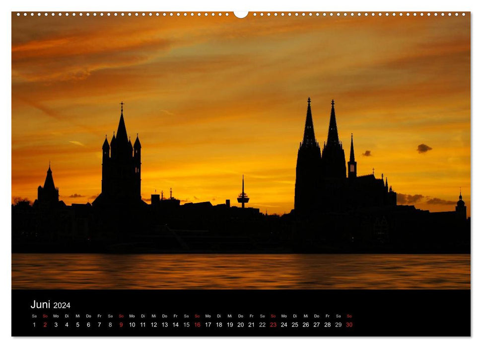 Cologne sombre et colorée - la ville sous un autre jour ! (Calendrier mural CALVENDO Premium 2024) 