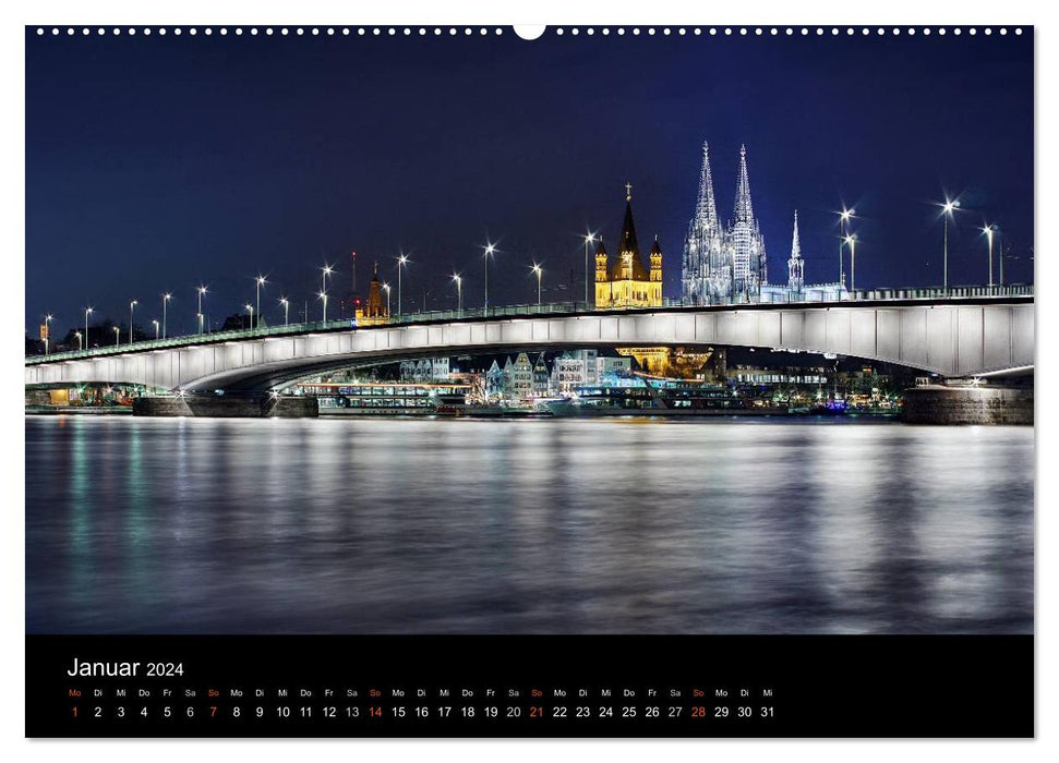 Cologne dark colorful - the city in a different light! (CALVENDO wall calendar 2024) 