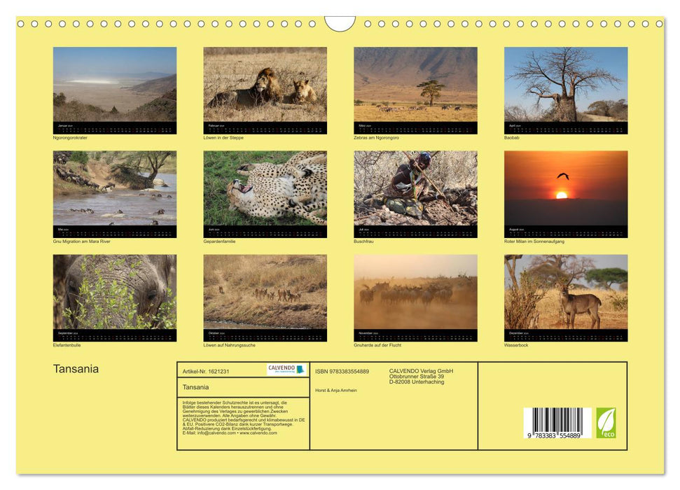 Tansania (CALVENDO Wandkalender 2024)