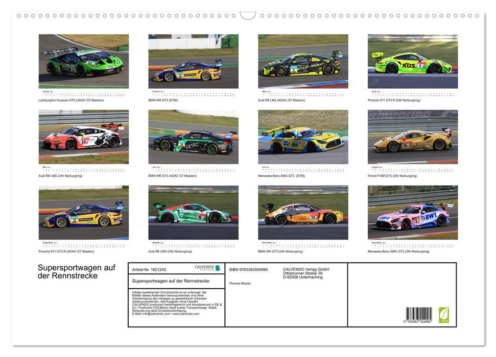 Super voitures de sport sur la piste de course (calendrier mural CALVENDO 2024) 