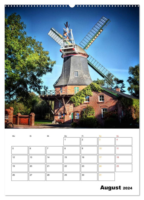 Historical windmills on the Frisian Mill Road / Birthday Planner (CALVENDO Premium Wall Calendar 2024) 