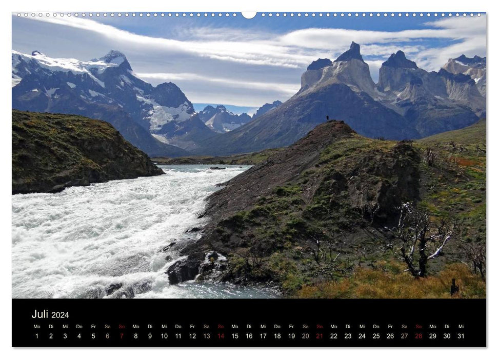 Dans le parc national Torres del Paine (Chili) (Calendrier mural CALVENDO Premium 2024) 