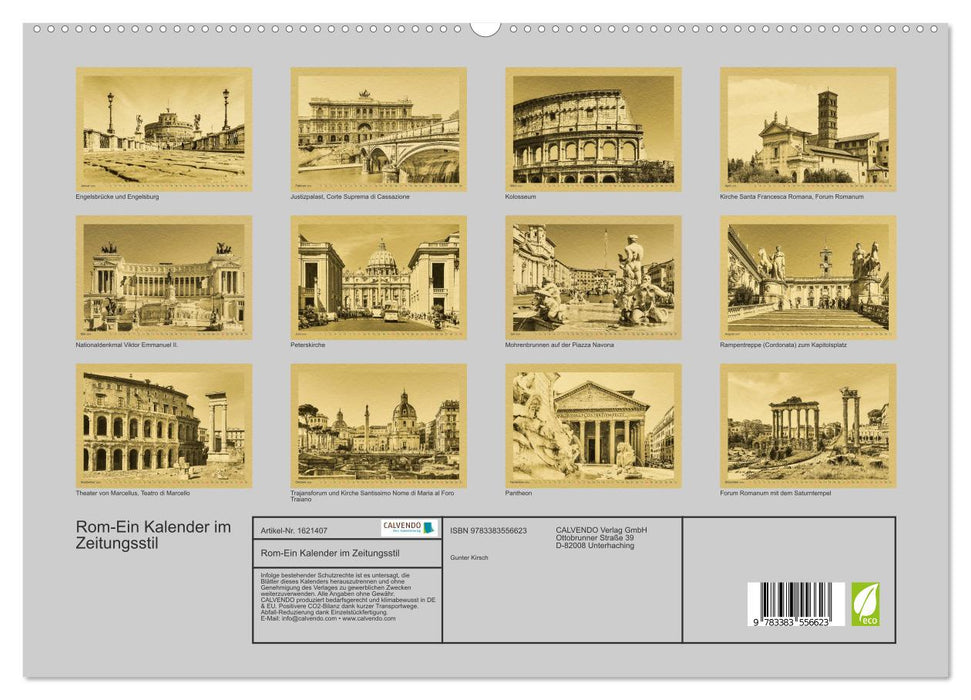Rom-Ein Kalender im Zeitungsstil (CALVENDO Premium Wandkalender 2024)