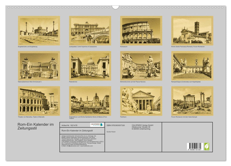 Rome-A calendar in newspaper style (CALVENDO wall calendar 2024) 