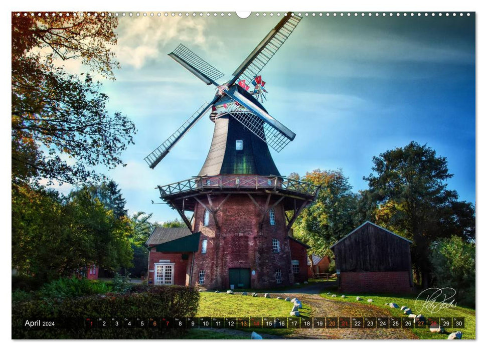 Friesland - Die Friesische Mühlenstraße (CALVENDO Premium Wandkalender 2024)