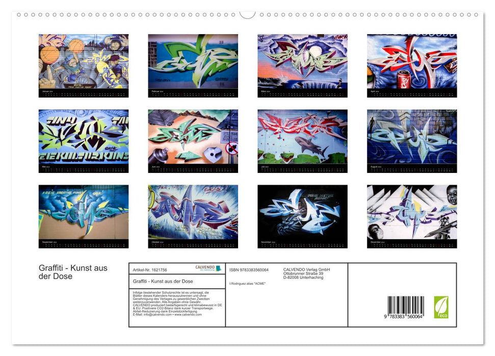 Graffiti - Kunst aus der Dose (CALVENDO Premium Wandkalender 2024)