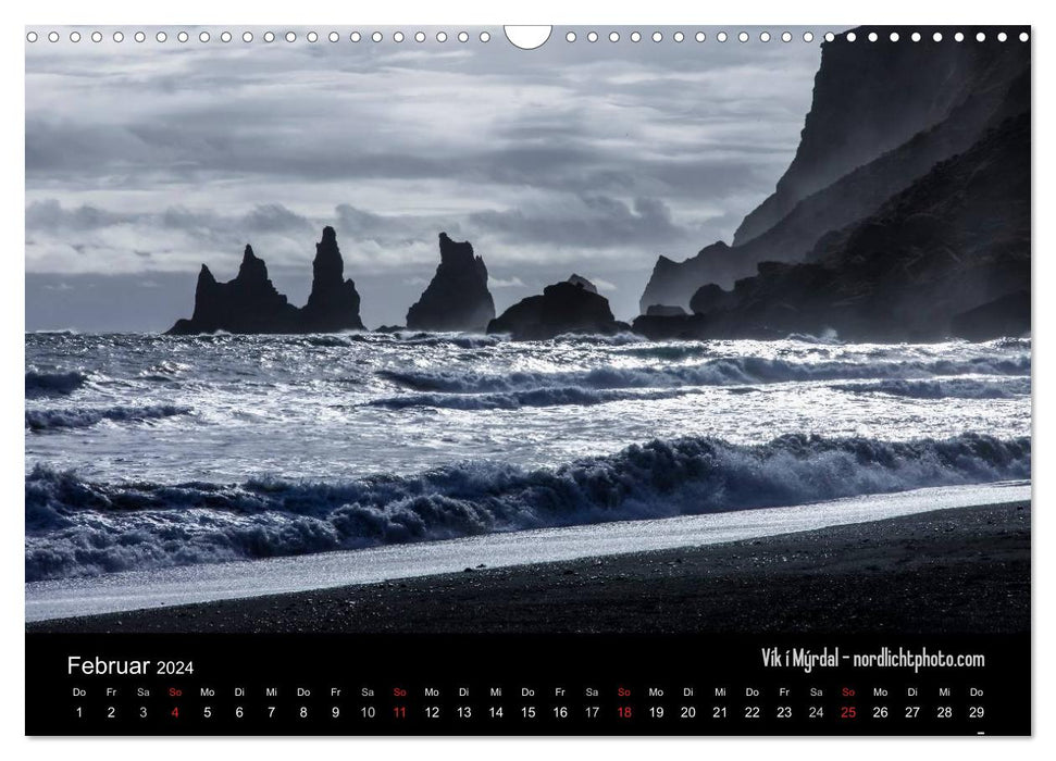 Islande – Terre de feu et de glace (Calendrier mural CALVENDO 2024) 