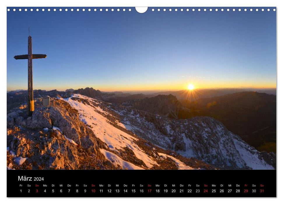 Montagnes du Tyrol du Sud dans la lumière du matin (calendrier mural CALVENDO 2024) 