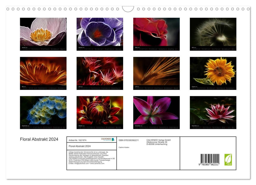 Floral abstrait 2024 (calendrier mural CALVENDO 2024) 