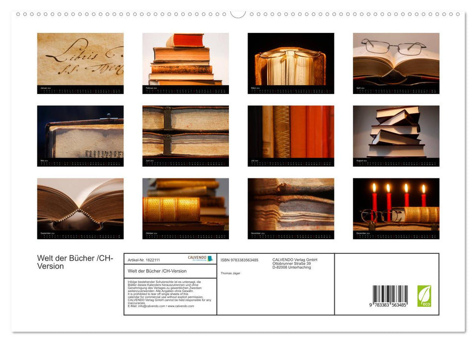 Welt der Bücher / CH-Version (CALVENDO Premium Wandkalender 2024)