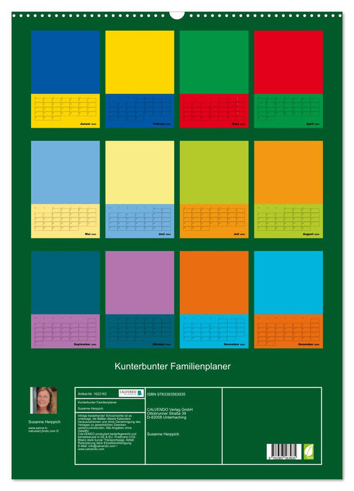 Agenda familial coloré (calendrier mural CALVENDO 2024) 
