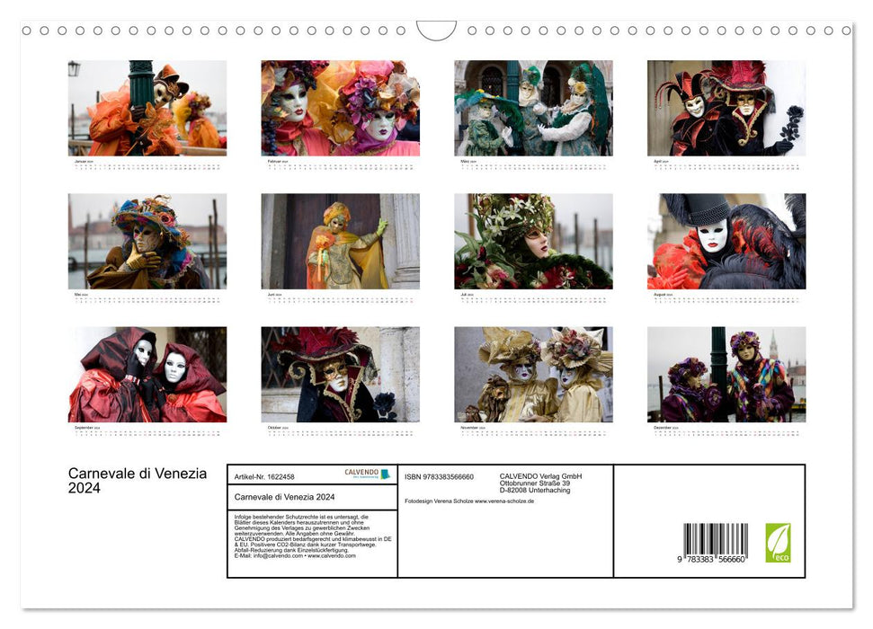 Carnevale di Venezia 2024 (CALVENDO Wandkalender 2024)