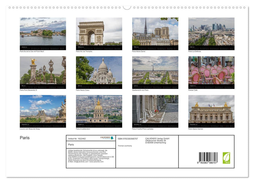 Paris (CALVENDO Premium Wandkalender 2024)