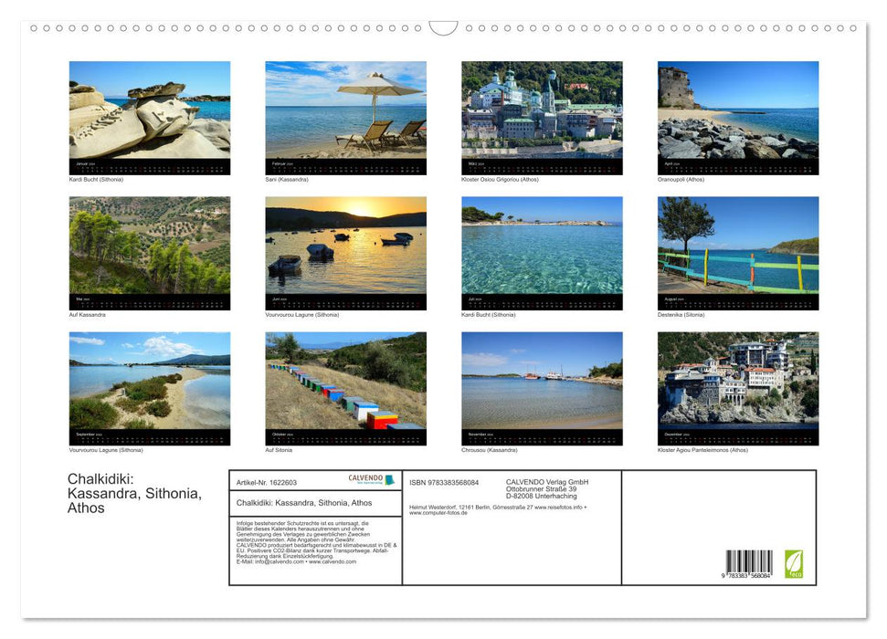 Chalkidiki: Kassandra, Sithonia, Athos (CALVENDO Wandkalender 2024)