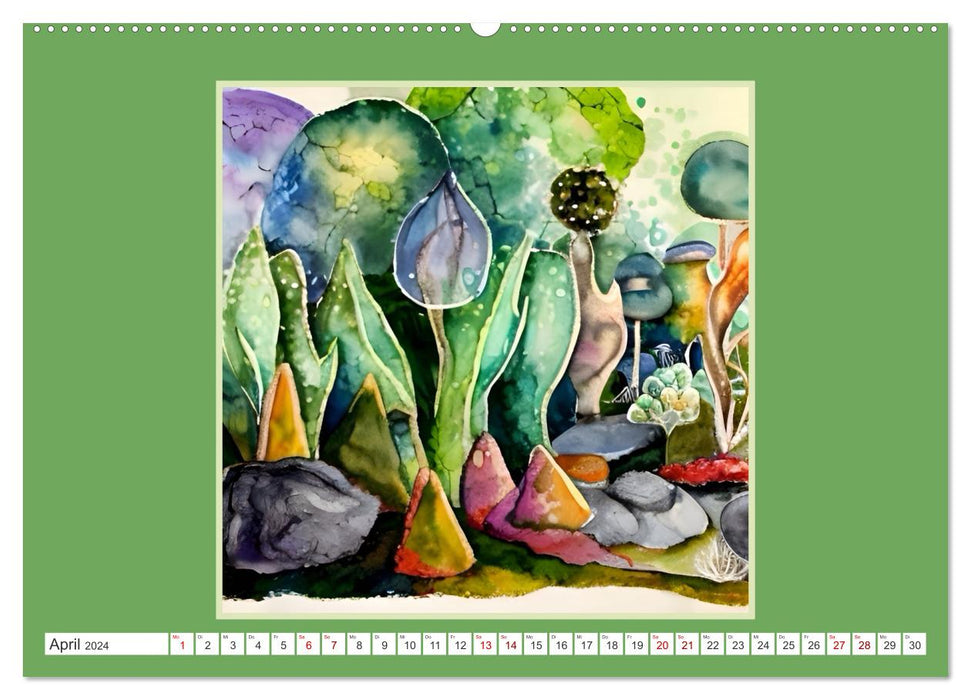 Fantastische Gartenwelten - Aquarellbilder voller Inspiration (CALVENDO Wandkalender 2024)