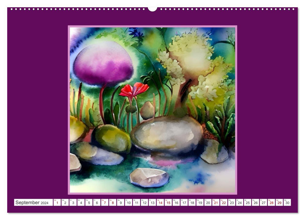 Mondes de jardins fantastiques - aquarelles pleines d'inspiration (calendrier mural CALVENDO 2024) 