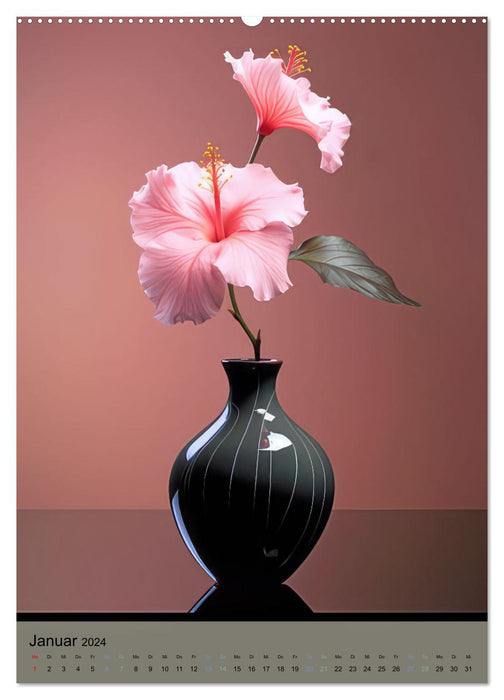 Splendeur des fleurs dans des vases élégants (calendrier mural CALVENDO 2024) 