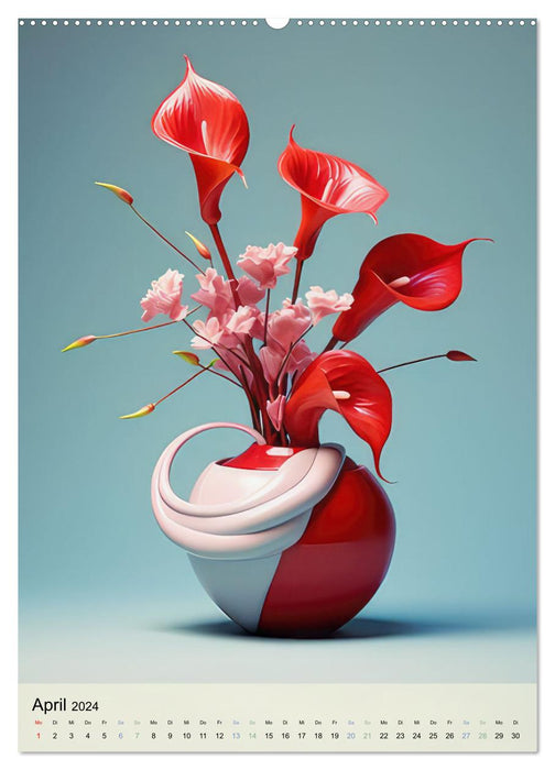 Splendeur des fleurs dans des vases élégants (calendrier mural CALVENDO 2024) 