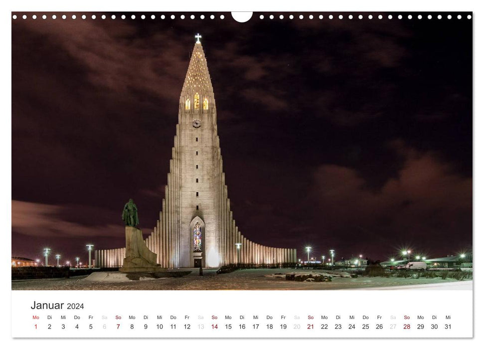 Reykjavìk 64° 08' N (calendrier mural CALVENDO 2024) 
