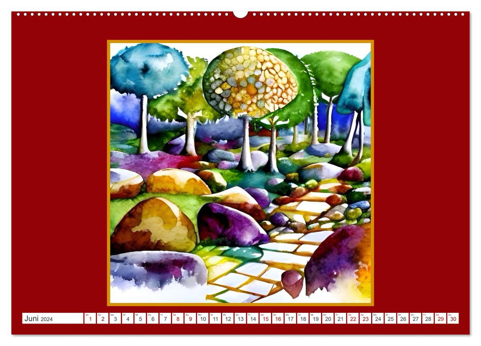 Fantastische Gartenwelten - Aquarellbilder voller Inspiration (CALVENDO Premium Wandkalender 2024)