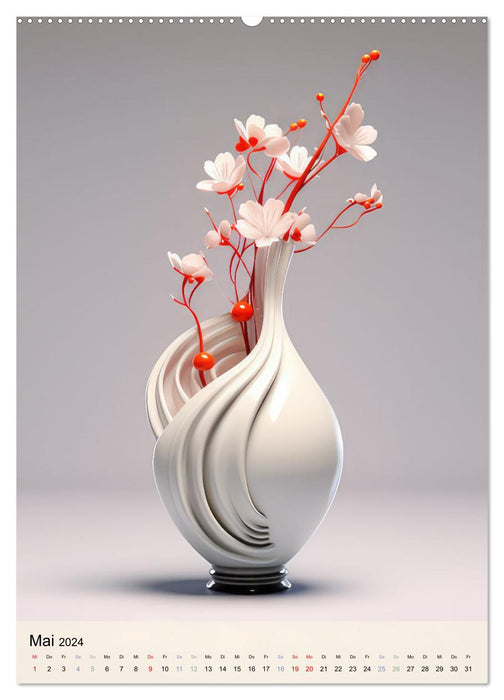 Splendeur des fleurs dans des vases élégants (Calendrier mural CALVENDO Premium 2024) 
