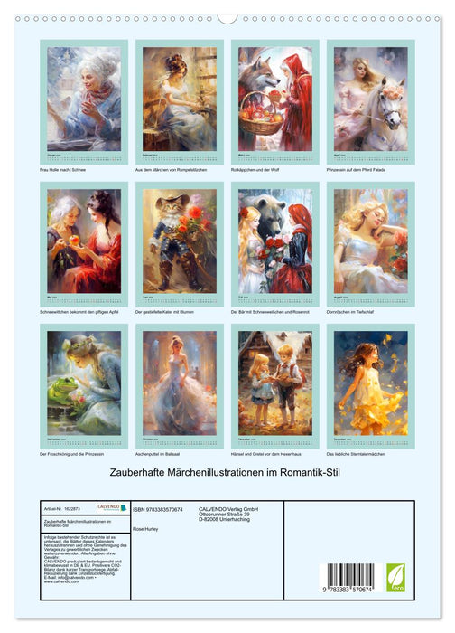 Illustrations magiques de contes de fées dans un style romantique (Calendrier mural CALVENDO Premium 2024) 