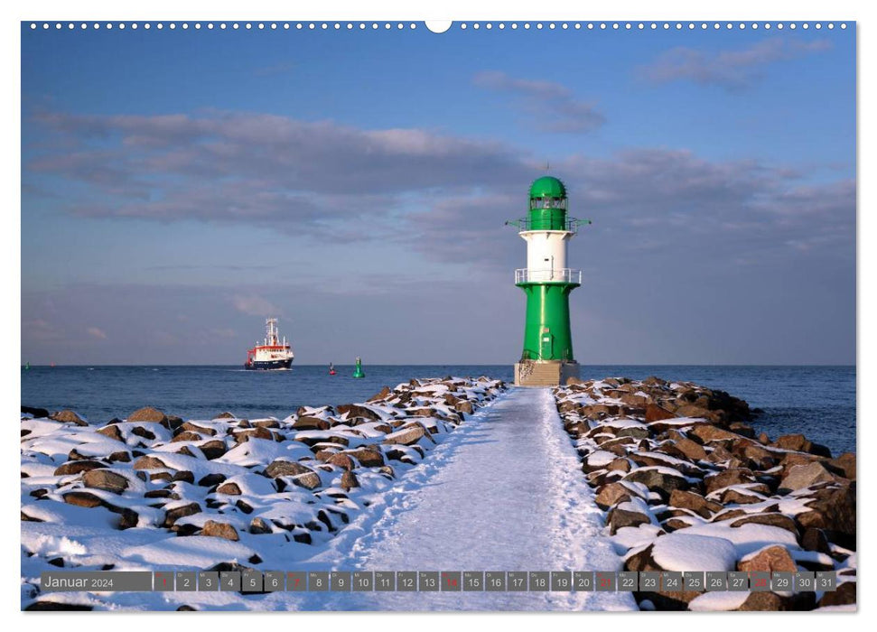 Station balnéaire de Warnemünde sur la mer Baltique (calendrier mural CALVENDO 2024) 