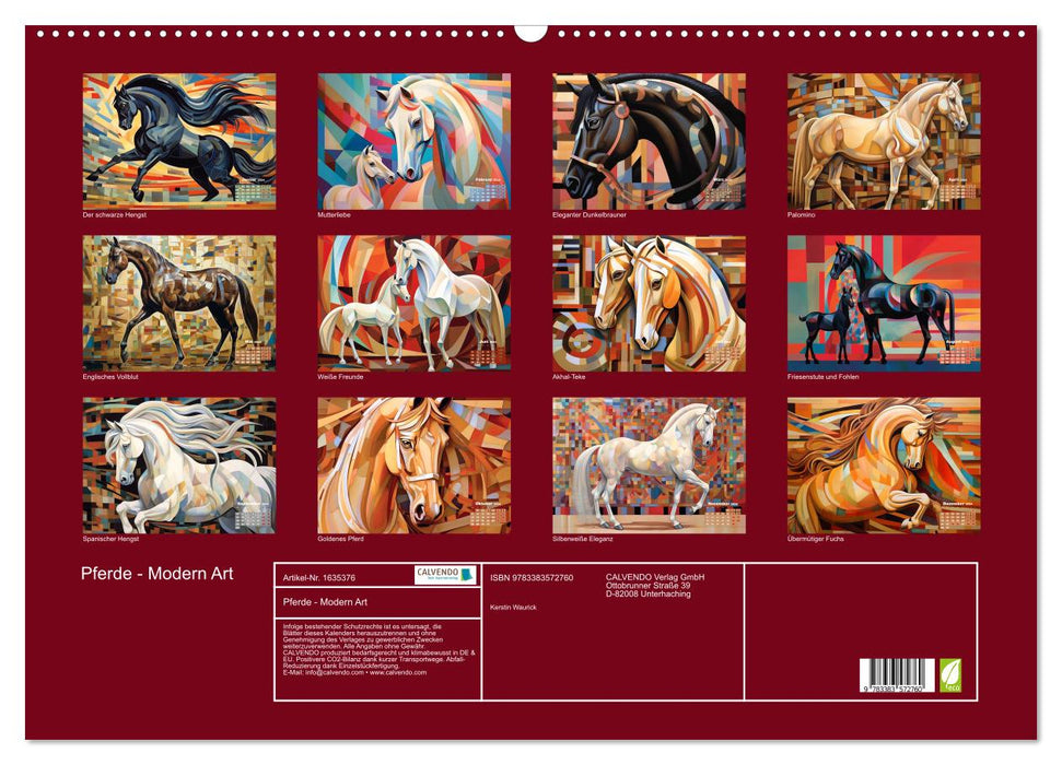 Pferde - Modern Art (CALVENDO Wandkalender 2024)