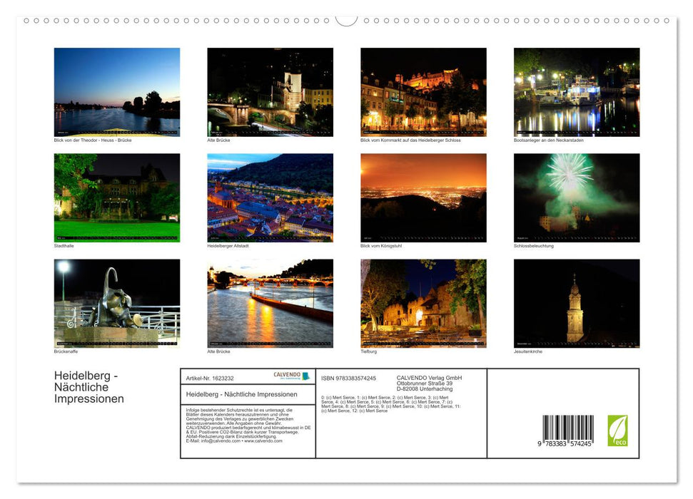 Heidelberg – Impressions nocturnes (Calvendo Premium Wall Calendar 2024) 