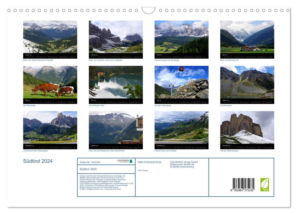 Südtirol 2024 (CALVENDO Wandkalender 2024)