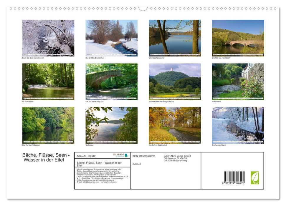 Ruisseaux, rivières, lacs - l'eau dans l'Eifel (Calendrier mural CALVENDO Premium 2024) 