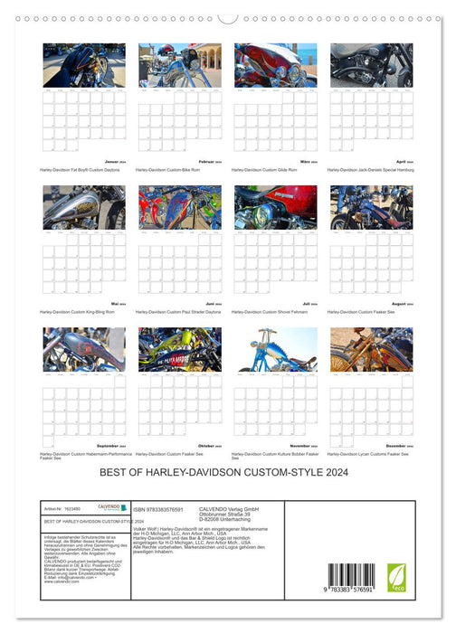 Best of Harley-Davidson Custom Style 2024 (CALVENDO Premium Wall Calendar 2024) 