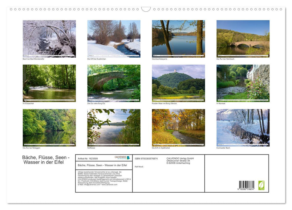 Bäche, Flüsse, Seen - Wasser in der Eifel (CALVENDO Wandkalender 2024)