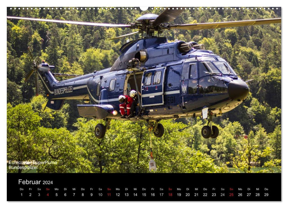Helicopters in action (CALVENDO Premium Wall Calendar 2024) 