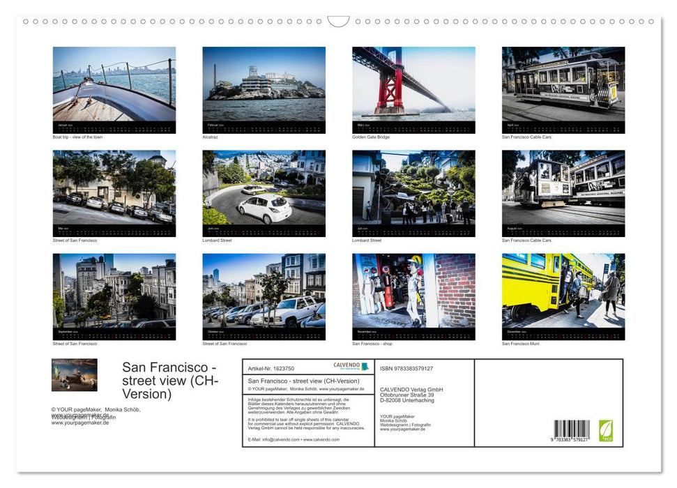 San Francisco - street view (CH version) (CALVENDO wall calendar 2024) 